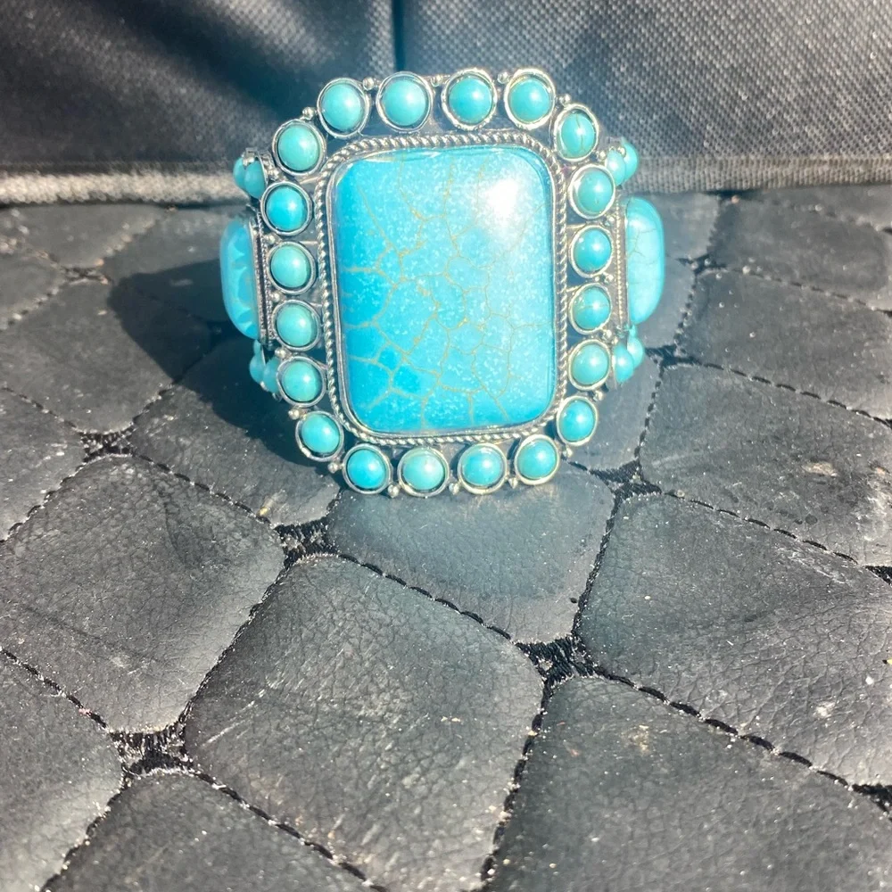 Turquoise Stone Statement Cuff Bracelet